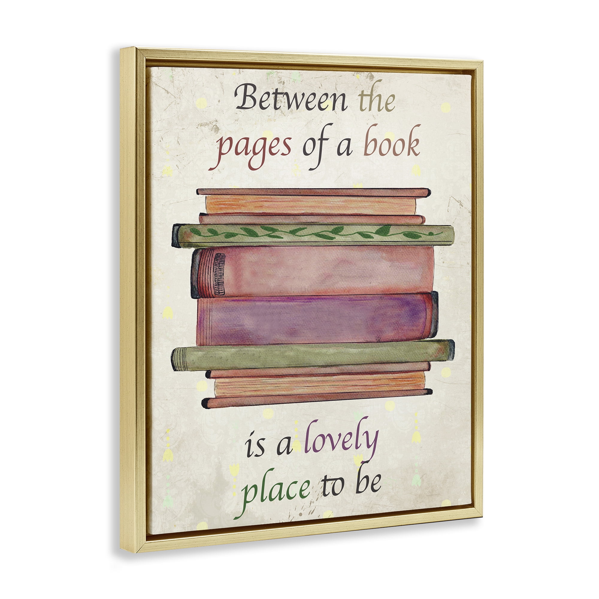 Stupell Industries Between Pages Of A Book Gold Framed Floater Canvas Wall Art, design by Julia Frost