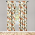 thumbnail image 3 of Ambesonne Floral Curtains, Flowers Watercolor Fashion, Pair of 28"x63", Earth Yellow Sage Green, 3 of 5