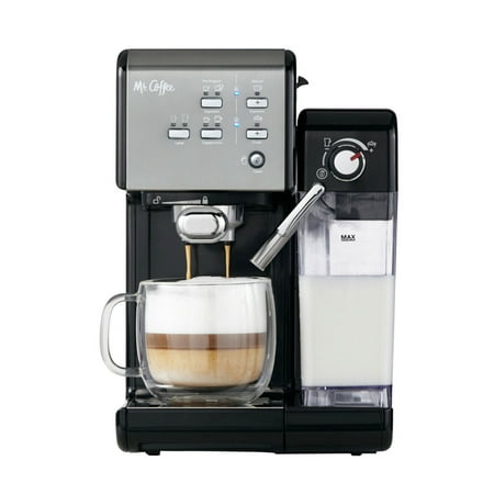 Mr. Coffee - One-Touch CoffeeHouse Espresso and Cappuccino Machine, Dark Stainless - Black