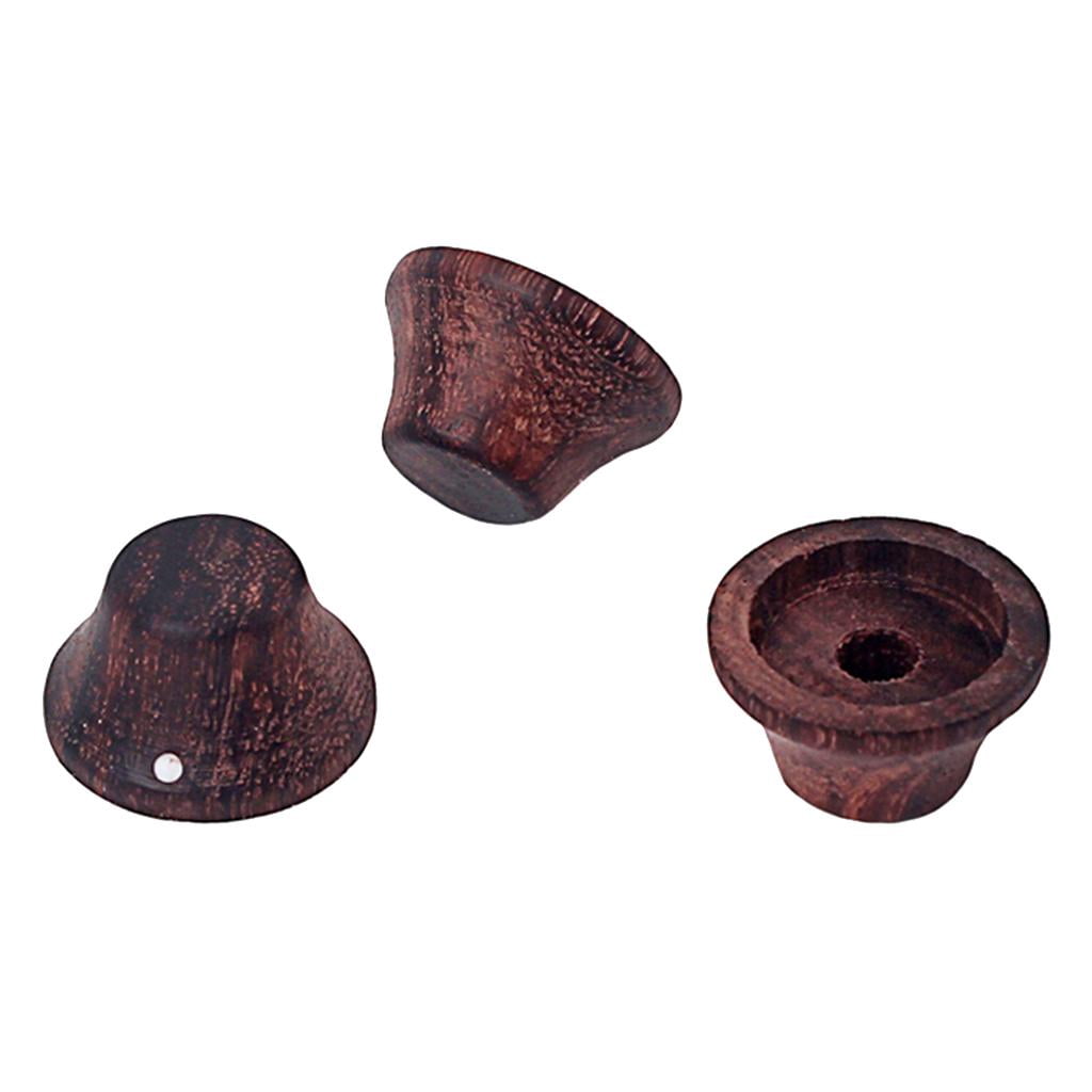 3Pcs Rosewood Guitar Speed Control Knob 6mm (0.) Dia. Shaft Pots - Volume and Buttons Replacement Part Electric Guitar