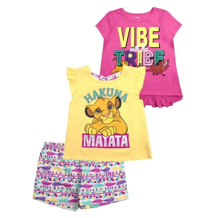The Lion King Two Graphic Tops and Legging, 3-Piece Outfit Set (Little Girls & Big Girls)