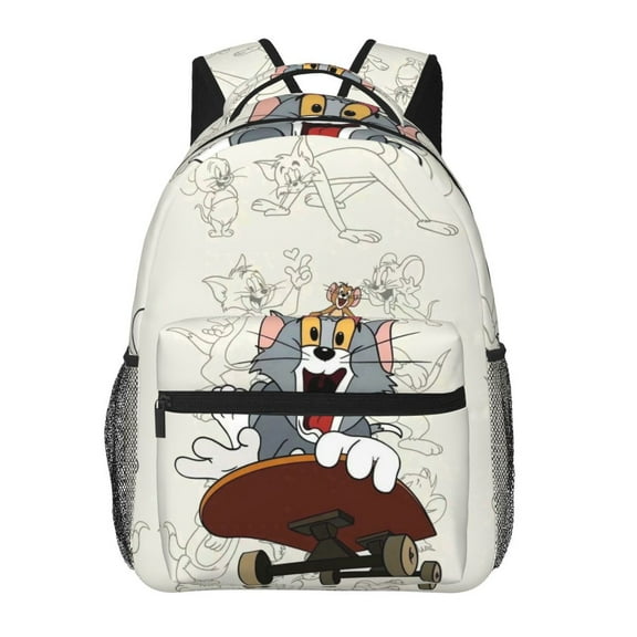 Tom And Jerry Backpack Cute Printed Lightweight Casual Unisex Laptop Computer Bookbag School Hiking Work Business Travel Daypacks Gifts