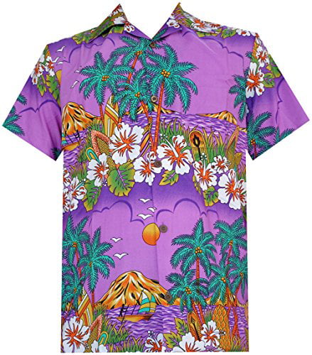 HAPPY BAY 3D Men Floral Blouse Button Down Front Hawaiian Shirt Camp Party