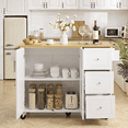 thumbnail image 4 of 52.7" Rolling Kitchen Island with Storage & Drop Leaf, Adjustable Shelf, Spice & Towel Rack for Small Kitchen & Dining Room, White, 4 of 8