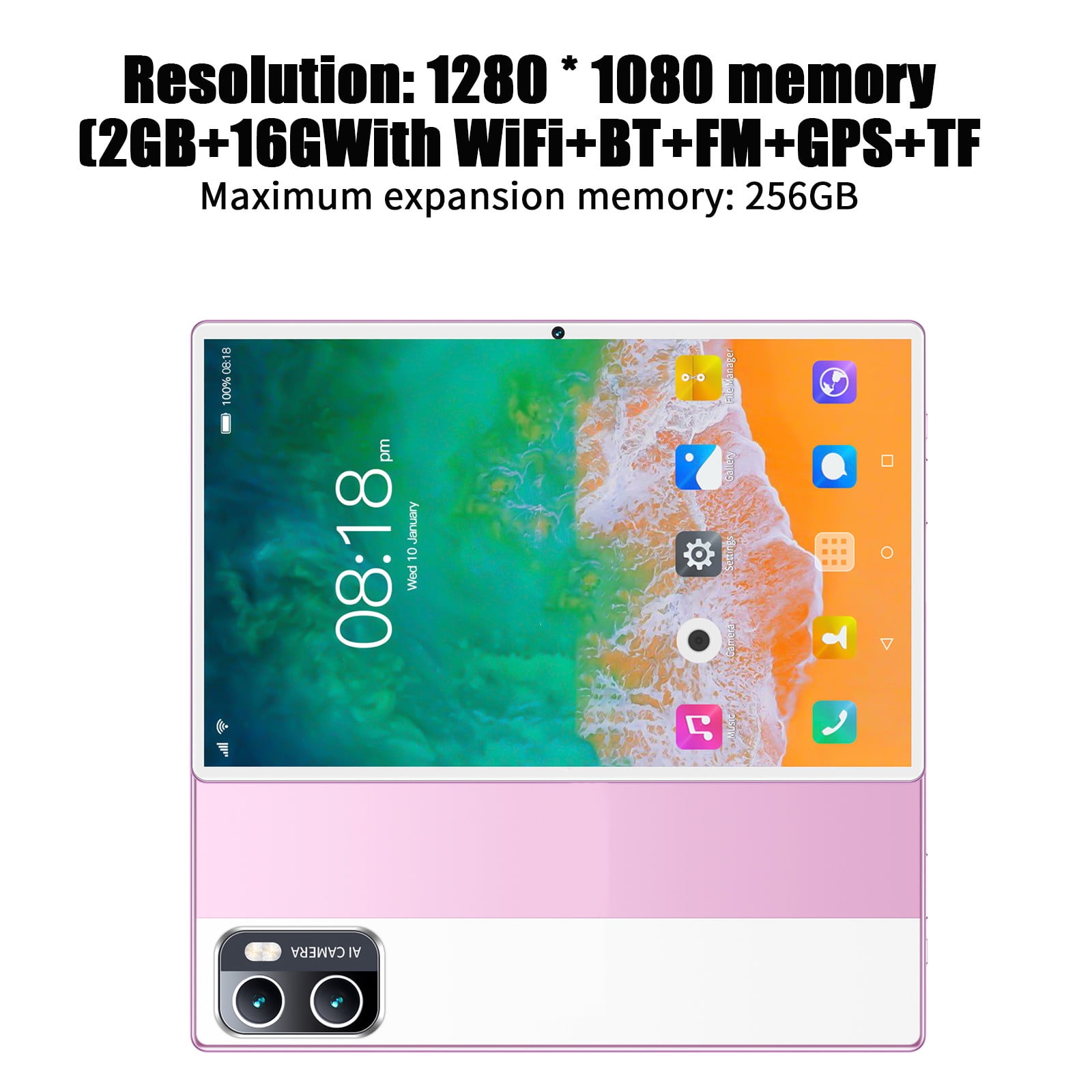 10.1in Android 10 Tablet - 2GB+16GB, 10-Core CPU, HD IPS Screen, Dual SIM, 2.4G/5G WiFi, Bluetooth, GPS, Voice Call, OTG, 4000mAh Battery – for Video, Office, Gift