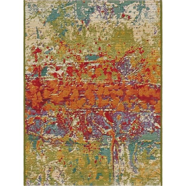 Unique Loom Crumpled Outdoor Abstract Area Rug or Runner