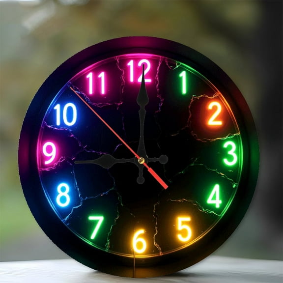 Colorful LED Wall Clock for Home Decoration And Timekeeping_2 10-Inch Silent Wooden Wall Clock, Battery Operated (AA Batteries Not Included), Artistic Home Decor