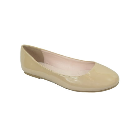 Thesis Formal Shoes Brand City Classified Women Ballet Flats Basic Slip On Round Toe Beige patent