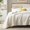 White, variant on Luxury Quilt Set Size 98''x106'', Ultra-Soft Striped Comforter with Exquisite Rice Detailing, Lightweight - Bedspread Coverlet w/ 2 Shams, Caramel/Brown