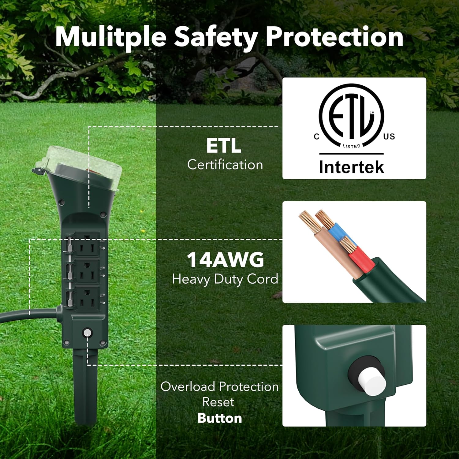 BN-LINK Outdoor Power Stake with 6 Outlets, 6ft Cord photo 2