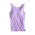 thumbnail image 4 of WTOBBY Women's Non-Removable Pad Camisole, Sexy Oversized Ribbed Short Tank Top with Chest Support, Plus Size Soft Stretchy Layering Underwear,Light Purple L, 4 of 4