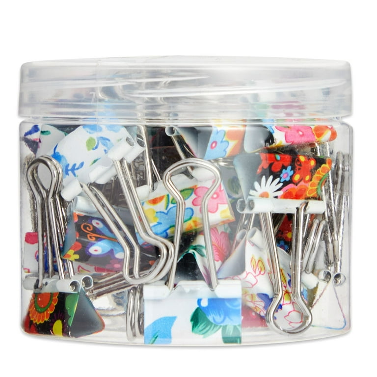 40 Pack Cute Binder Clips for Paper, Notebooks, Planners, File Folders, 6  Floral Designs (1.5 x 0.75 In)
