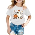 thumbnail image 2 of Wonitaaizi Toddler Boy Girl Pumpkin Face Spooky Halloween T-Shirt Short Sleeve Kids Fun Tops White for Size 9-10 Years, 2 of 7
