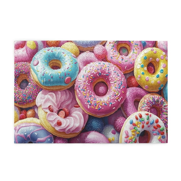 1000 PCS beautiful donuts puzzles for adults 1000 pieces,Stunningly Vibrant Colors,Great for Relaxation and Display for Puzzle Enthusiast,Charm Food Wooden jigsaw puzzles as Home decor