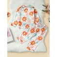 thumbnail image 4 of Toddler Girls Floral Silk Pajamas Short Sleeve Button-Up Top Shorts 1Y 2Y 3Y 4Y 5Y 6Y 7Y Summer 2PC Flowers Satin Pajamas Set, 4 of 10