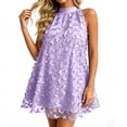 thumbnail image 3 of Iyufng Womens Dresses Women's Mock Neck Sleeveless Short Dress with Butterfly Design, 3 of 7