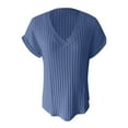 thumbnail image 3 of Adeawade Womens T Shirts Short Sleeve Solid Color Tops V Neck Classic Tee Daily Wear Xl Blue, 3 of 4