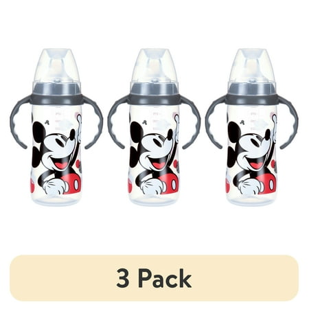 (3 pack) NUK Disney Learner Cup, Mickey Mouse, 10 oz, Soft Spout Sippy Cup, 6+ Months, Unisex