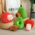 thumbnail image 6 of Adorable Capybara in Avocado Plushie Soft Fuzzy Plush Pig Hide In Apple Plush Capibara Toy Throw Pillow Birthday Gift XMas, 6 of 8