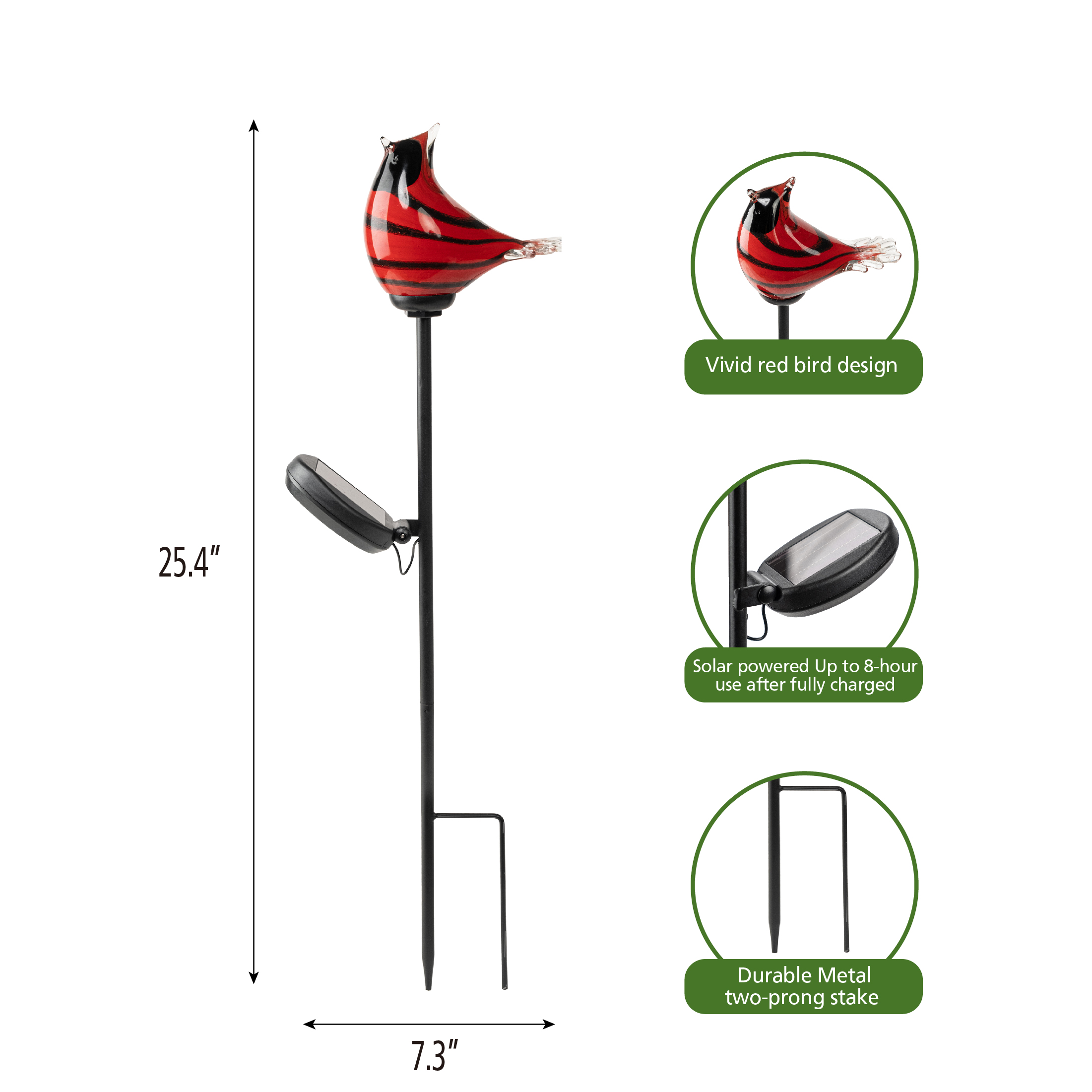 Mainstays Solar Red Bird Garden Stake with Glass LED Light