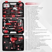 TOPHDY Tool Set with 12V Cordless Drill ,276 piece Tool Set Driver Toolbox Storage Case with Drawer, Professional House Repair Driver Set
