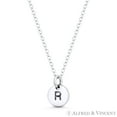 thumbnail image 2 of Initial Letter "R" Engraved Tiny 11x8mm (0.4"x0.3") Circle Pendant & Chain Necklace in .925 Sterling Silver, 2 of 3