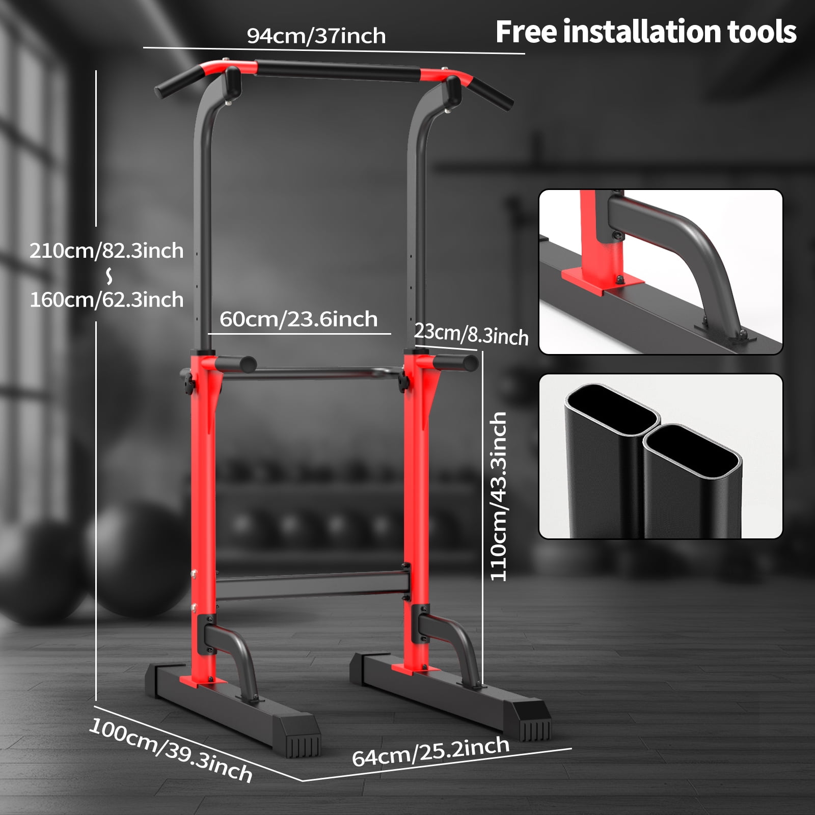 Pull Up Dip Station For Home Gym Strength Training Fitness Workout Station Chin-Ups Push-Ups Pull-Ups Dip-Ups 330LBS