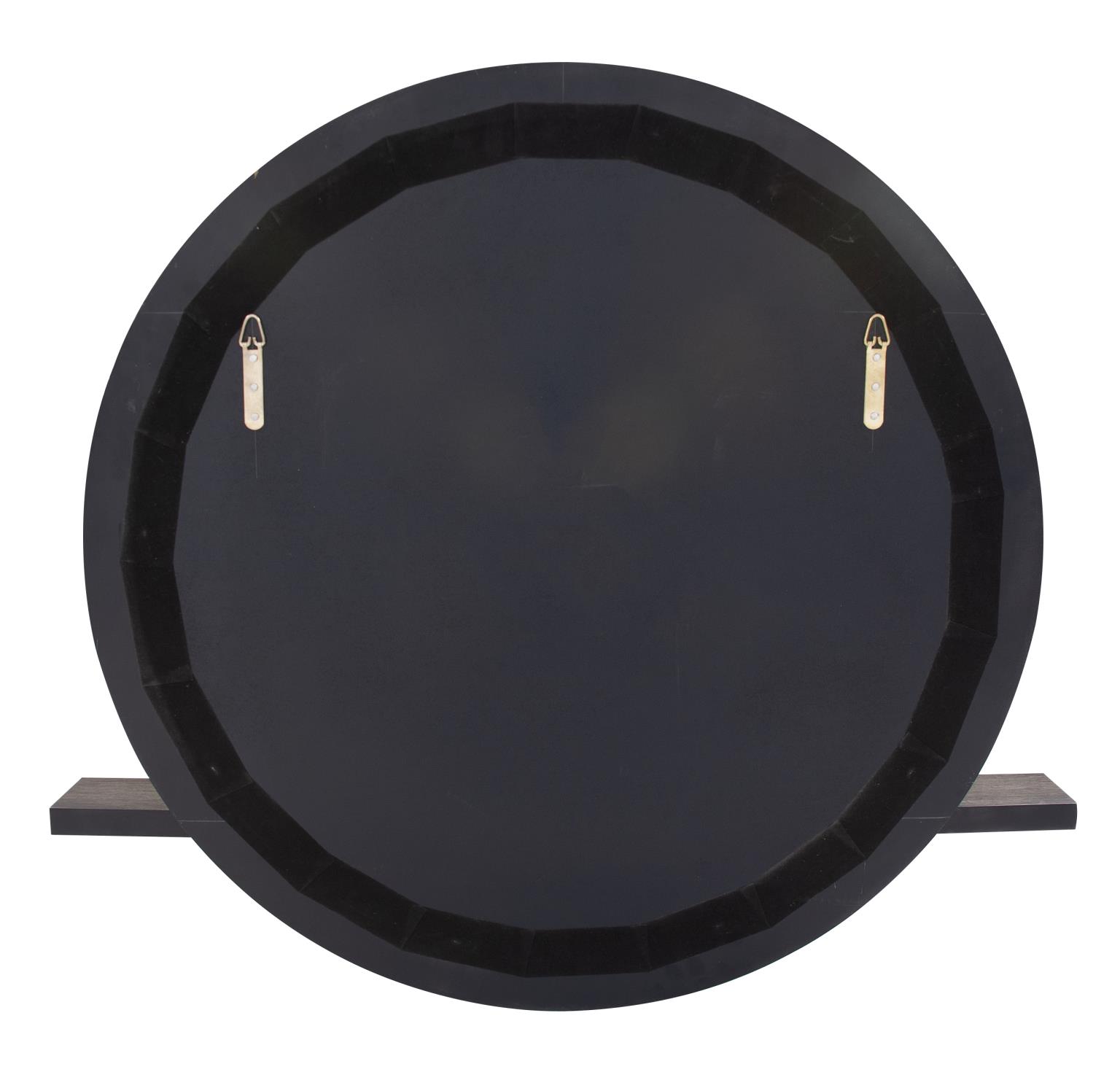 Tyler Dillon Round Beveled Wall Mirror with Gray Wood Shelf - 36"w x 32"h x 5"d