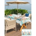 thumbnail image 5 of Outdoor Tablecloths with Umbrella Hole & Zipper, Nautical Coastal Rectangle Tablecloth 60x120 Inch, Summer Sea Corals Shells Starfish Green Plaid Waterproof Table Cloth, Patio/Pool Table Covers, 5 of 8