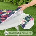 thumbnail image 5 of Fitted Round Tablecloth with Elastic Edge and Garden-Inspired Flower Print, Water-Resistant Polyester Cover for Indoor and Outdoor Use, Fits 44-52 Inch Table, 5 of 7