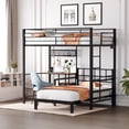 thumbnail image 2 of Ktaxon Twin over Twin Bunk Bed with Desk and Stoarge Drawers, Metal Loft Bed Frame, Black, 2 of 10