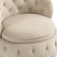 thumbnail image 5 of 360 ° Swivel Cuddle Barrel Accent Chairs with Storage, Round Armchairs with Upholstered & Gold Metal Base, Velvet Fabric Chair for Living Room, Bedroom & Office, Beige, 5 of 7