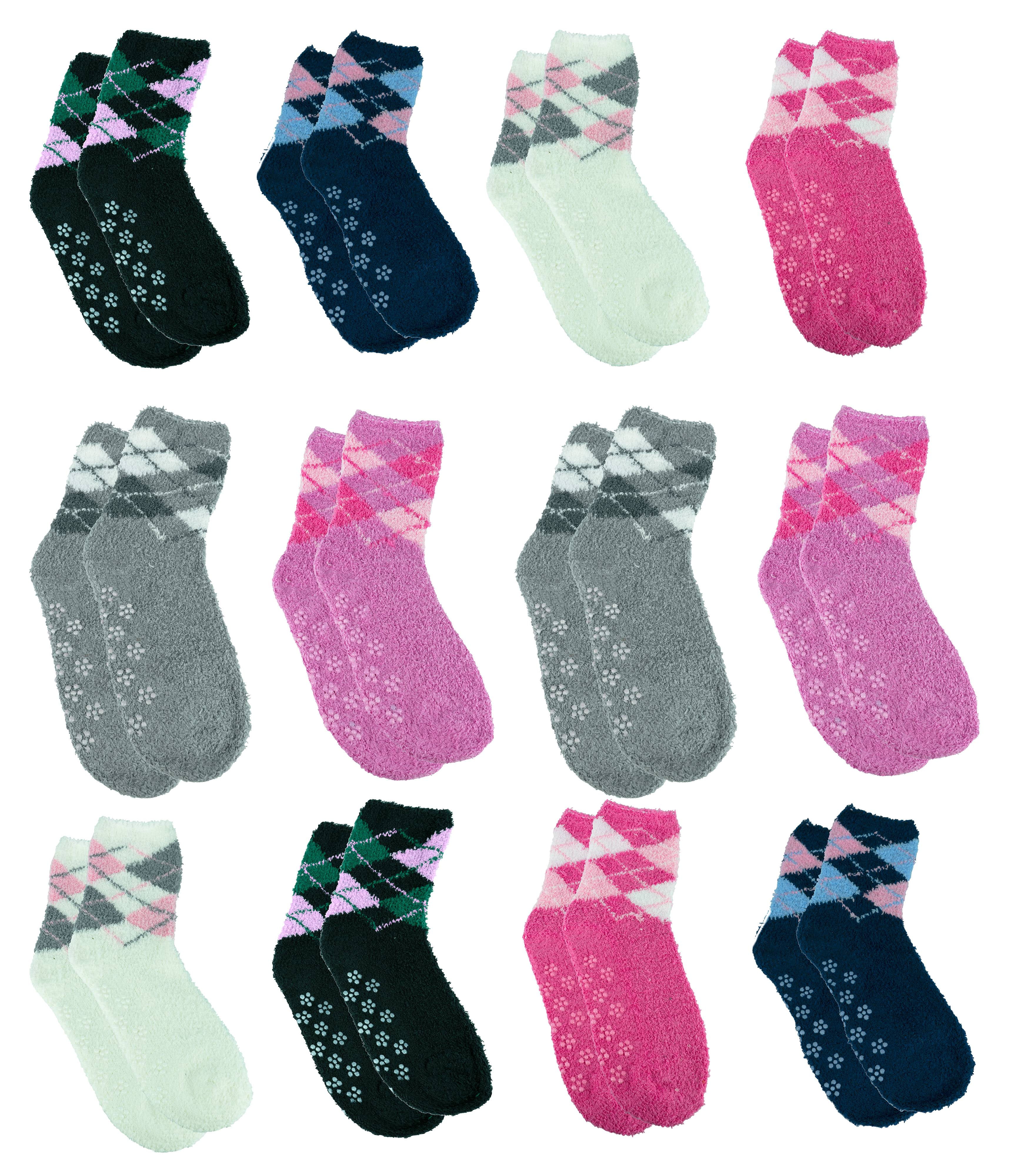 Gelante Fuzzy Sock Ultra Soft Warm Non Skid/Slip Gripper Crew Socks 12