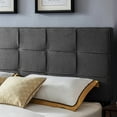thumbnail image 4 of Stylish King/ King Sized Headboard: Waffle Stitching, Piped Edges, 48.5 - 53 In Adjustable, Grey Fabric Contemporary Headboard With Stitch And Adjustable Height Inches, Charcoal, 4 of 6