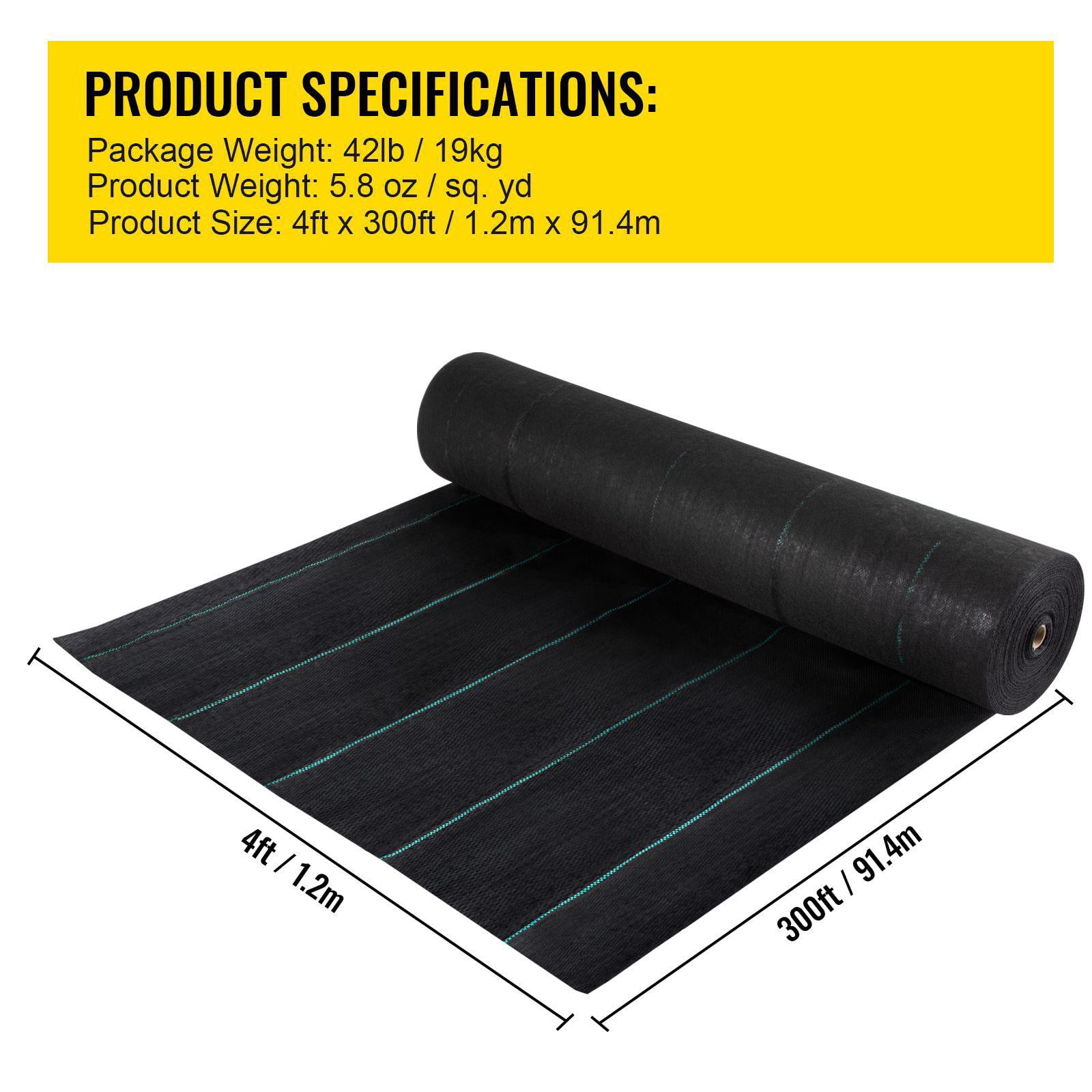 Heavy Duty 5.8oz Woven Weed Barrier Landscape Fabric 4ft x 300ft Black Geotextile Mat for Garden Patio Grass Control