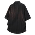 thumbnail image 3 of Telankuip Japanese Style Summer Men's Button down Shirts Lightweight Loose Fit Jacquard Weave Textured Short Sleeve Casual Top for Beach Vacation and Daily Wear Black M, 3 of 3
