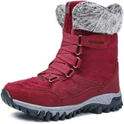 Womens Snow Boots Winter Fur Lined Warm Lightweight Ankle Boots Outdoor Anti-Slip Shoes Lace up Walking Causal Sneaker