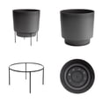 thumbnail image 5 of Bloem Hopson Decorative Resin Cachepot with Metal Stand, 10" Indoor and Outdoor Planter with Black Metal Stand, Charcoal, 5 of 5