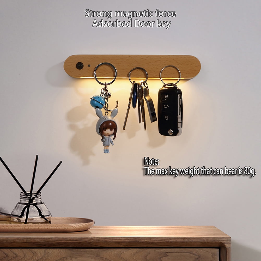 WCIC Magnetic Beech Wood LED Motion Sensor Night Light Wall Room Sleep Home Bedside Lamp