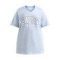 thumbnail image 4 of No Boundaries Oversized V Neck Graphic Tee with Short Sleeves, Women's, 4 of 4