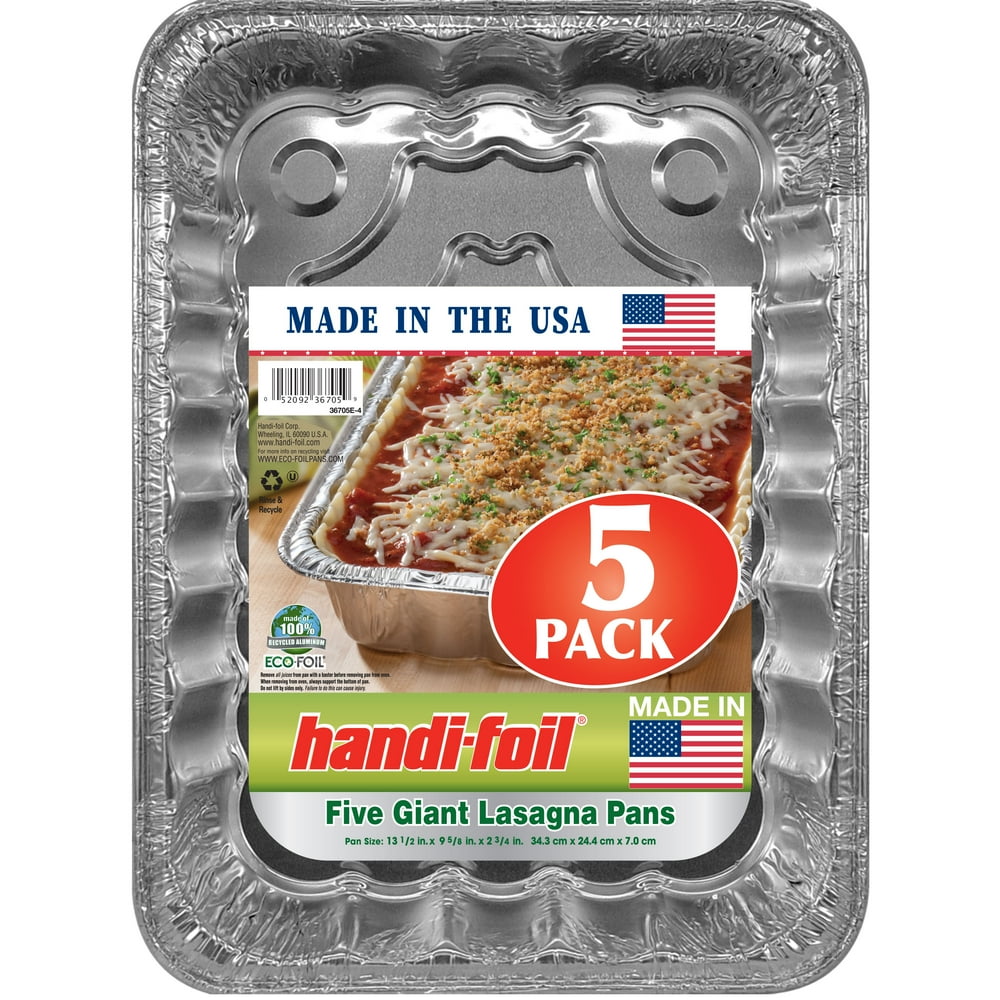 HandiFoil EcoFoil Giant Rectangular Aluminum Foil Lasagna Pans, 5