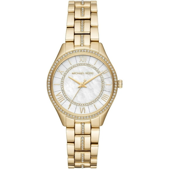 Michael Kors Women's Lauryn 33mm Gold-Tone Steel Bracelet & Case Quartz MOP Dial Analog Watch MK3899