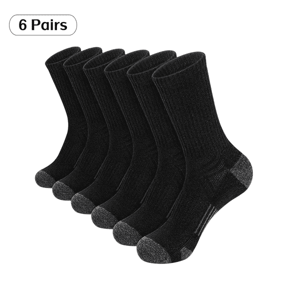 6 Pairs Breathable Cushioned Ankle Running Socks Basketball Training Socks for Men Women, Black, Size 9-12