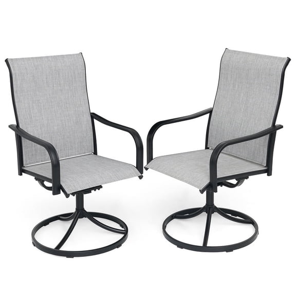Outdoor Swivel Patio Dining Chairs Set of 2, All Weather Patio Chair with Textilene & Metal Frame, Gray