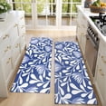 thumbnail image 4 of Kitchen Rugs Sets Of 2,Blue Floral and Leaf Pattern Anti Fatigue Kitchen Mat Rugs Non Slip Washable,Decorative Kitchen Floor Mats for Kitchen,Sink,Laundry,17"X47", 4 of 5