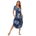 thumbnail image 6 of Womens V Neck Loungewear Short Sleeve Mid-Length Nightgowns Pajamas with Pockets Hem Slit, Plus Size Casual Cotton Nightshirts House Dress Sweetness Gift for Mother's Day Girlfriend Wife, 6 of 9
