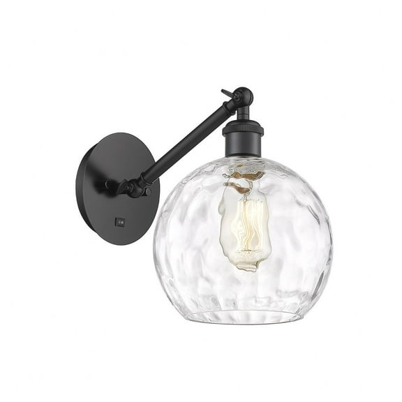 317-1W-BK-G1215-8-LED-Innovations Lighting-Athens - 1 Light Wall Sconce In Industrial Style-12.38 Inches Tall and 8 Inches Wide Matte Black Clear
