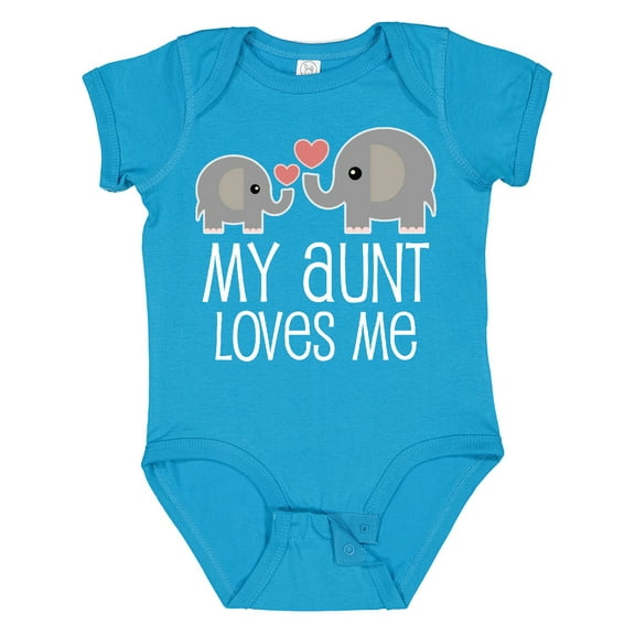 Inktastic My Aunt Loves Me Niece Nephew Elephant Boys or Girls Baby Bodysuit
