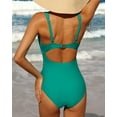 thumbnail image 5 of Attraco Women's One Piece Swimsuit Ruched Tummy High Cut Open Back V Neck Monokini, 5 of 7