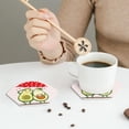 thumbnail image 6 of Pofeuu Avocado Lovers Wearing Umbrella Print Leather Coasters Set of 6, Round Cups Mugs Mat Pad for Home Kitchen Heat Resistant Drink Coasters,Hexagon, 6 of 7